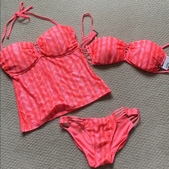 NEW La Vie En Rose 3 piece bathing suit set M/Lg - Picture 1 of 16